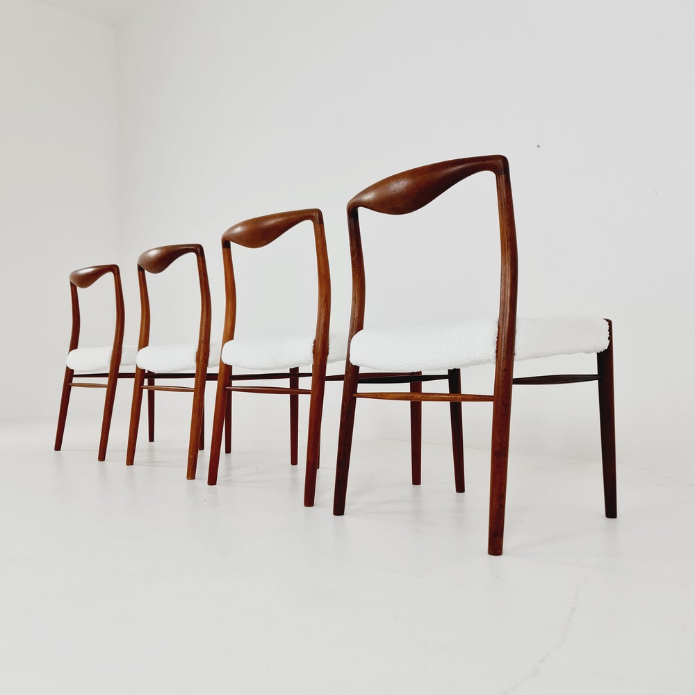 Mid Century Danish Teak and Fabric Chair by Kai Lyngfeldt Larsen, 1960s Set of 4