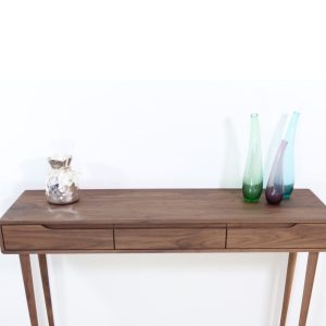 Console table with 3 drawers and 4 Legs in solid American Oak or Walnut