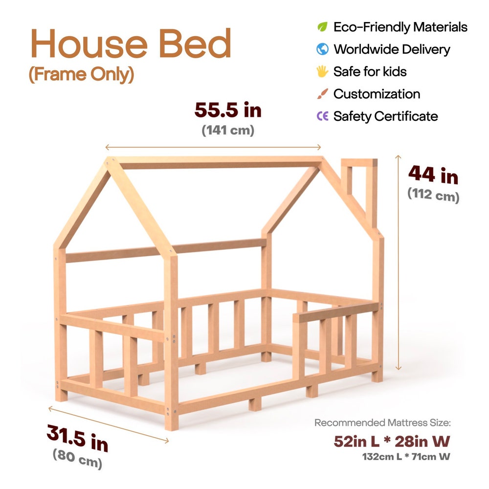 Montessori Floor Bed with Legs and Slats, Toddler House Bed Frame, Handmade furniture, Nursery decor, First Christmas Gift, Baby Wooden crib - Image 11