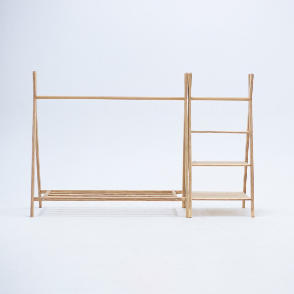 Wooden Clothing Rack with Shelves and Hangers, Newborn Baby Wardrobe, Teepees for kids, Montessori furniture, Nursery Infant Dress Hanger - Image 8