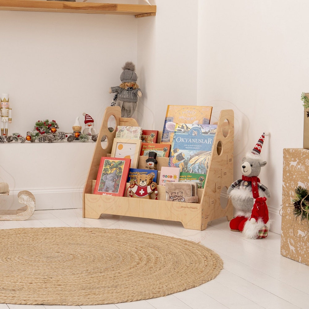 Kids Bookshelf, Nursery shelf, Kids Bookstand, Montessori furniture, Toddler Bookcase, Kids Wooden Storage, Display Shelf - Image 3
