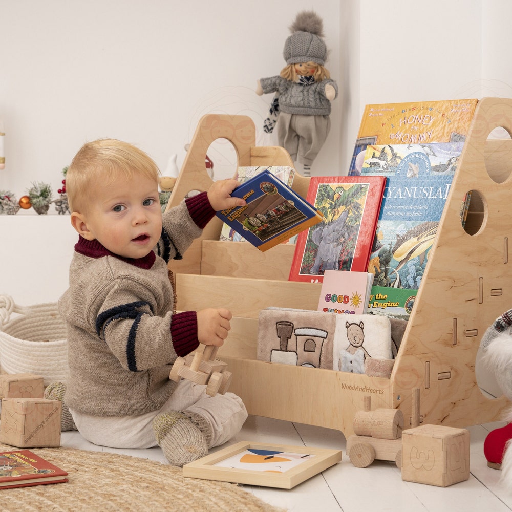 Kids Bookshelf, Nursery shelf, Kids Bookstand, Montessori furniture, Toddler Bookcase, Kids Wooden Storage, Display Shelf - Image 8