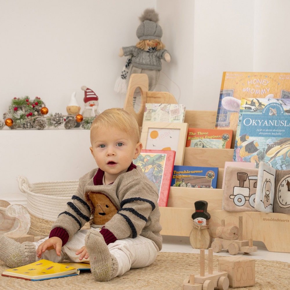 Kids Bookshelf, Nursery shelf, Kids Bookstand, Montessori furniture, Toddler Bookcase, Kids Wooden Storage, Display Shelf - Image 9