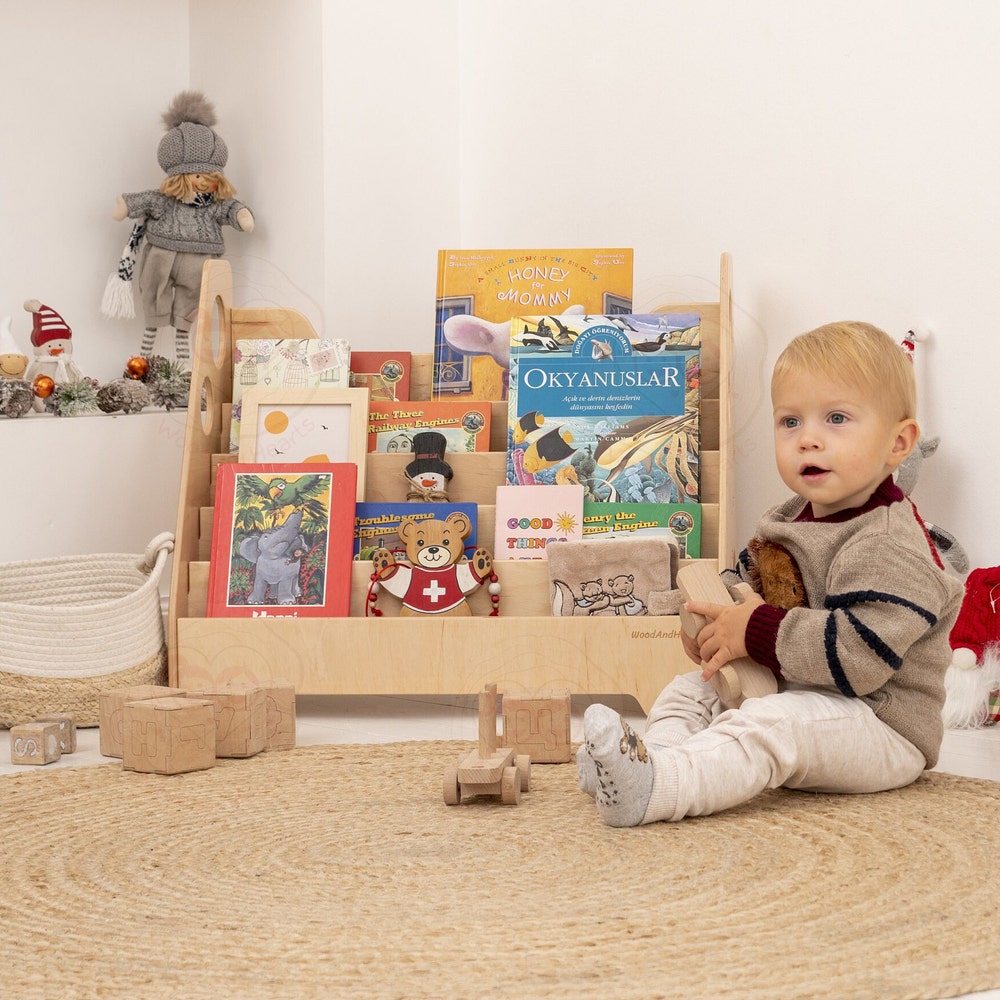 Kids Bookshelf, Nursery shelf, Kids Bookstand, Montessori furniture, Toddler Bookcase, Kids Wooden Storage, Display Shelf - Image 6
