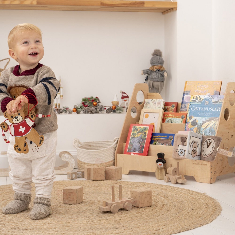 Kids Bookshelf, Nursery shelf, Kids Bookstand, Montessori furniture, Toddler Bookcase, Kids Wooden Storage, Display Shelf - Image 4