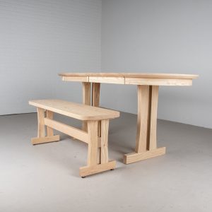 Mission Dining Table and Bench, Extendable Wood Table with Bench Seat, Custom Wood Dining Table and Bench Set, Oval Dining Table with Bench