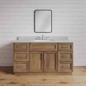 54" Bathroom Vanity for Single Sink, Brown Toffee Stained Wood Bathroom Furniture with Drawers, Traditional Comtemporary Bath Cabinet