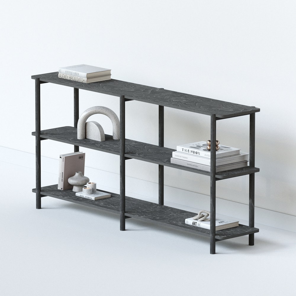 Wooden Shelving Unit - 65"-3 Shelf Rectangular End, Low Bookshelf, Vinyl Record Storage, Bookshelf, Minimalist Shelf, Sideboard - Image 8