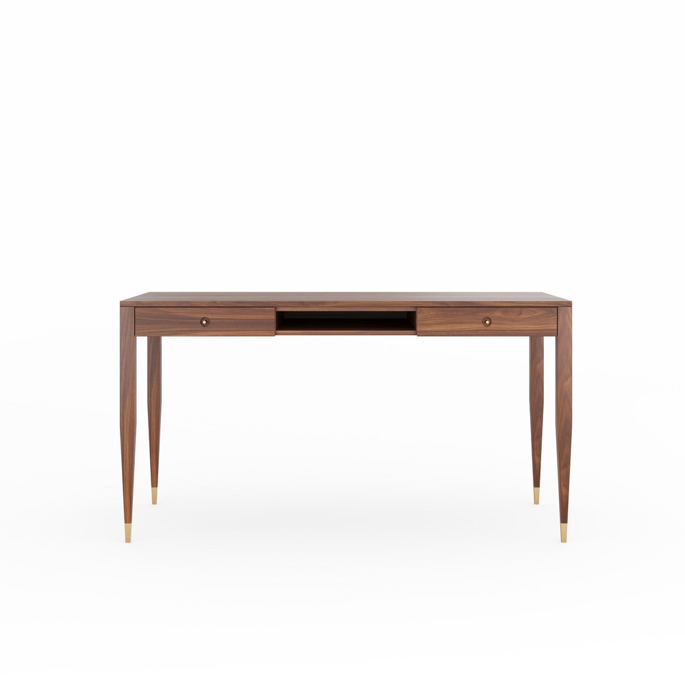 Walnut office desk with two solid walnut drawers and shelf, home office desk, mid century modern, writing desk, solid walnut desk, bureau