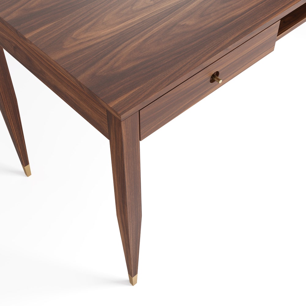 Walnut office desk with two solid walnut drawers and shelf, home office desk, mid century modern, writing desk, solid walnut desk, bureau - Image 4