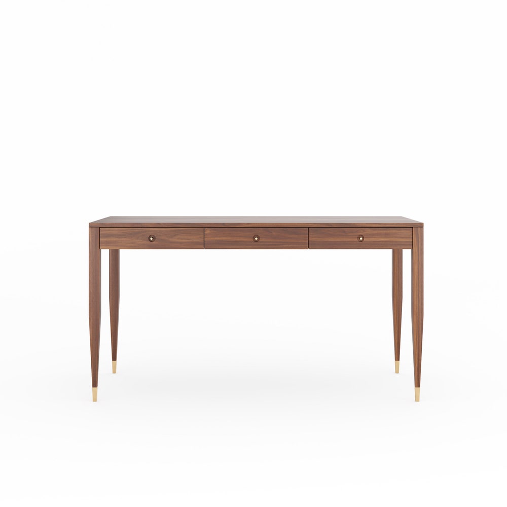 Walnut office desk with three solid walnut drawers, home office desk, mid century modern, writing desk, solid walnut desk, bureau,study desk - Image 3