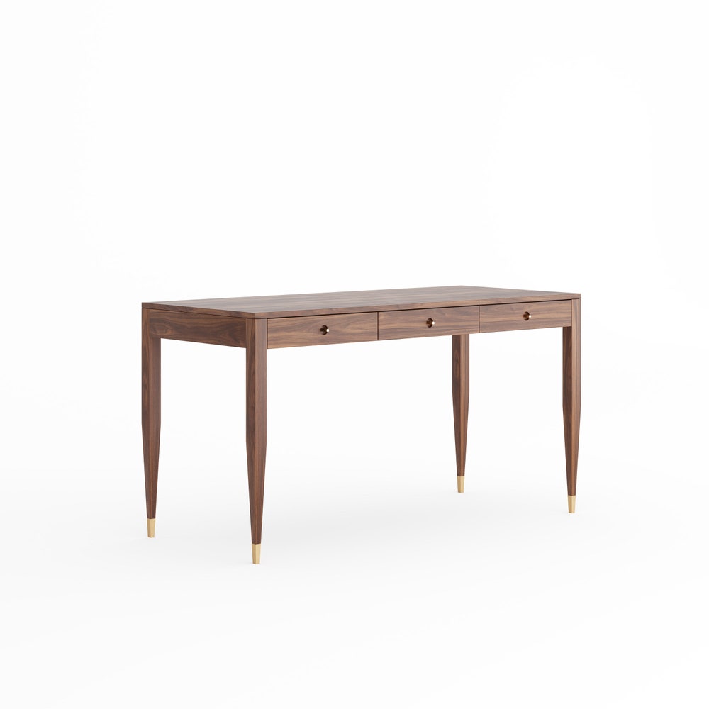 Walnut office desk with three solid walnut drawers, home office desk, mid century modern, writing desk, solid walnut desk, bureau,study desk