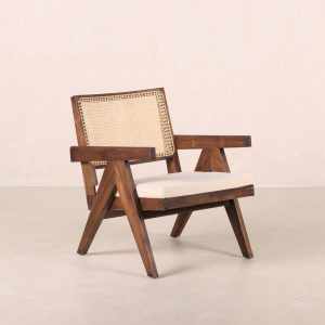 Easy Lounge Chair - Teak and Handwoven Rattan