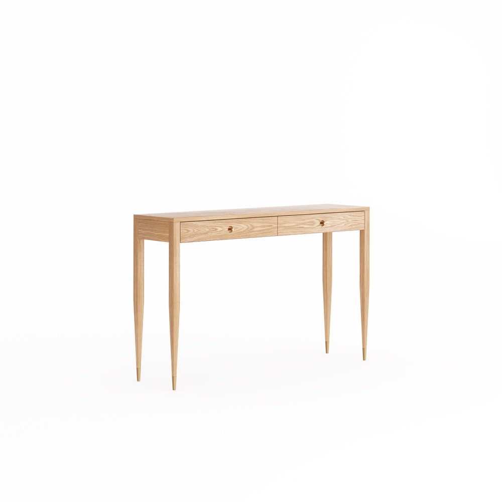 Oak console table with two drawers and four legs, hallway table, entryway table, dressing table in oak, vanity table