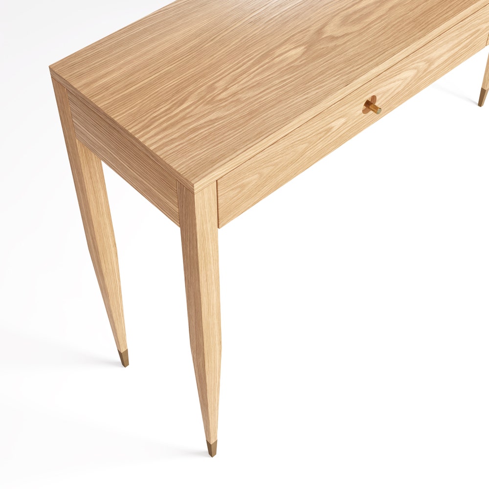 Oak console table with two drawers and four legs, hallway table, entryway table, dressing table in oak, vanity table - Image 3