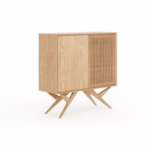 Oak buffet in mid century modern style, credenza, dresser, commode, media cabinet console