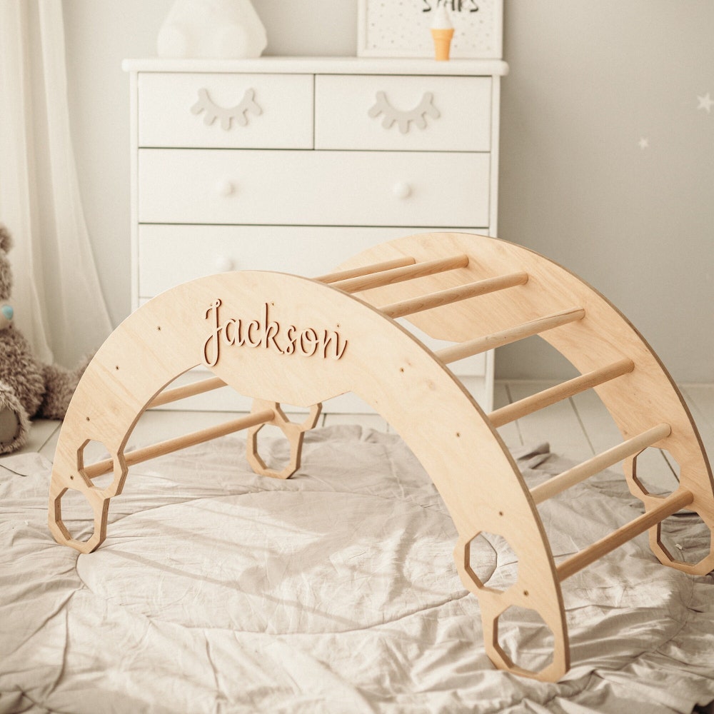 Climbing Arch with Pillow and Ramp, Montessori Furniture, Arch Rocker Pillow, Toddler Christmas gift, Nursery Playmat, Wooden Baby Gym - Image 7