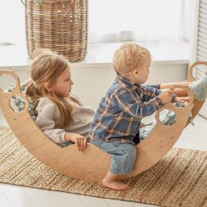 Climbing Arch with Pillow and Ramp, Montessori Furniture, Arch Rocker Pillow, Toddler Christmas gift, Nursery Playmat, Wooden Baby Gym