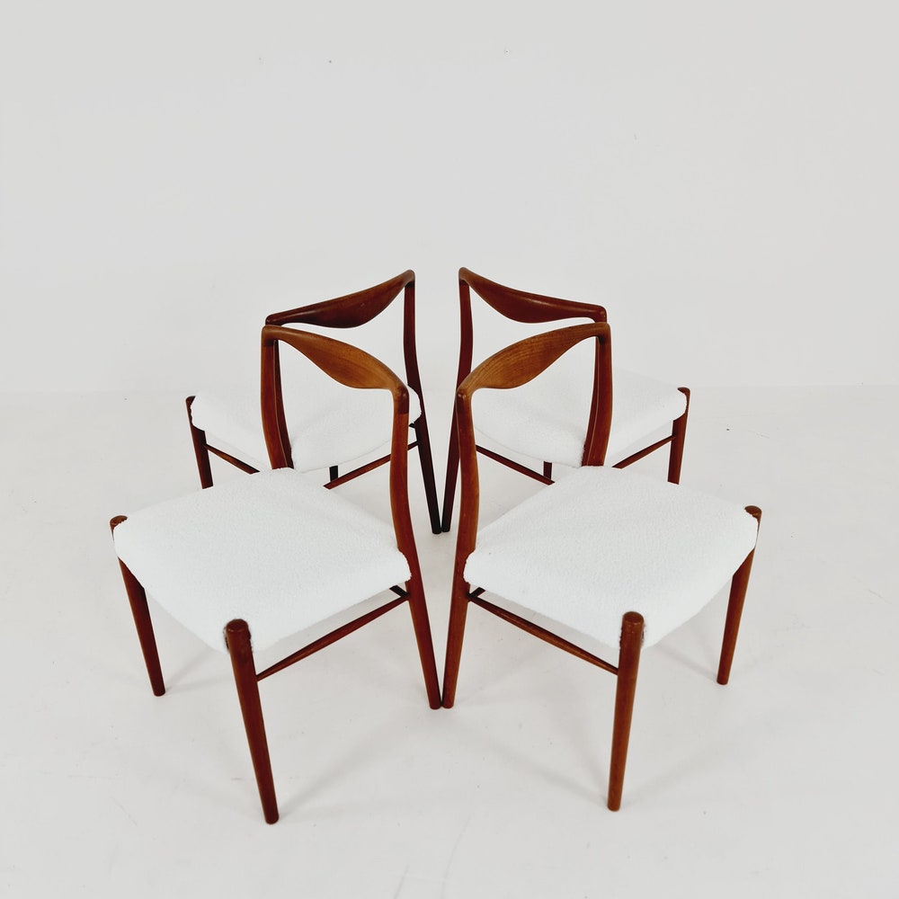 Mid Century Danish Teak and Fabric Chair by Kai Lyngfeldt Larsen, 1960s Set of 4 - Image 9