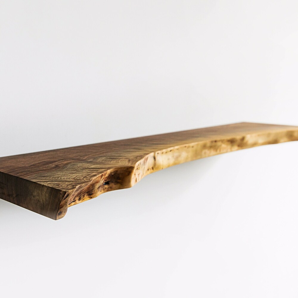 1.75" Thick Walnut Floating Shelves, Wood Floating Shelves, Custom Floating Shelves, Floating Wood Shelves for Kitchen, Live Edge Shelves - Image 6