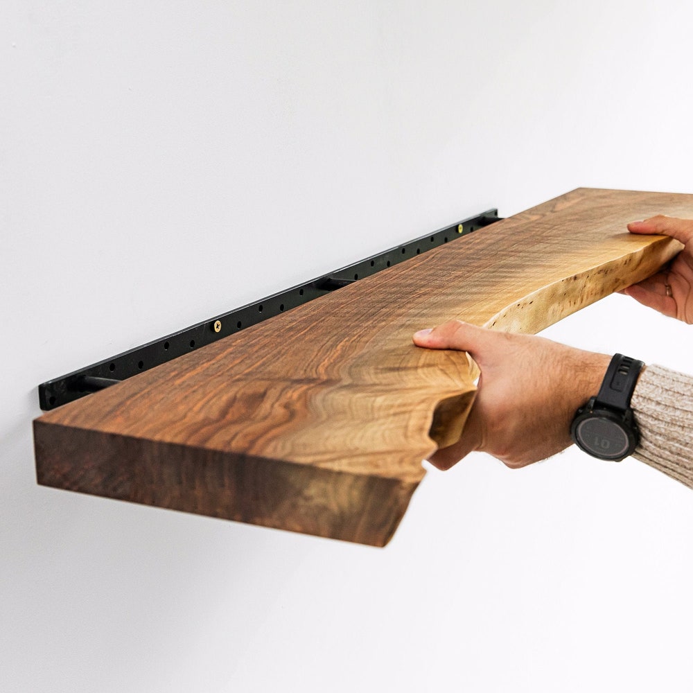 Live Edge Walnut Floating Shelves, Custom Wood Shelves, Floating Wood Shelves for Kitchen, Floating Book Shelves, Heavy Duty Floating Shelf