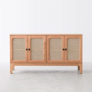 Solna Credenza - Solid wood with cane doors