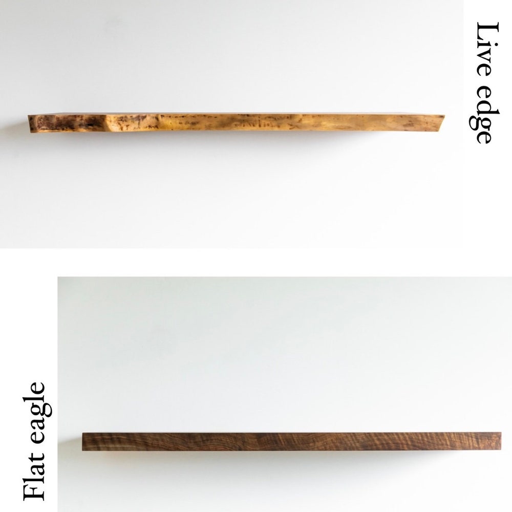 Large Walnut Floating Shelves, Bathroom Wall Floating Shelves, Live Edge Book Shelves, Custom Corner Floating Shelves, Wood Floating Shelves - Image 7