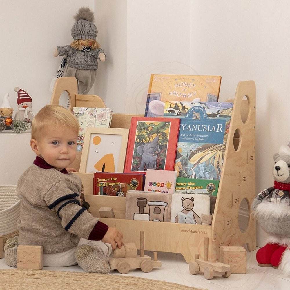 Kids Bookshelf, Nursery shelf, Kids Bookstand, Montessori furniture, Toddler Bookcase, Kids Wooden Storage, Display Shelf