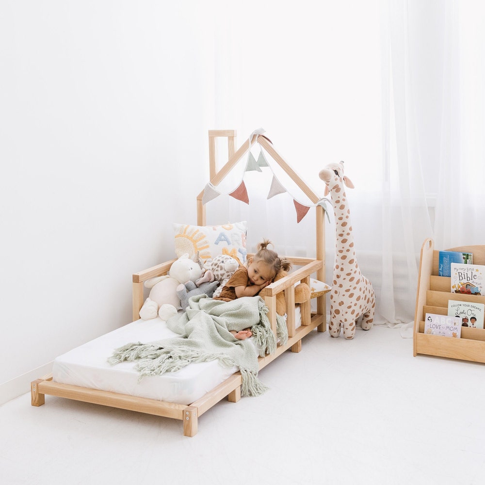 Montessori Floor Bed with Legs and Slats, Toddler House Bed Frame, Handmade furniture, Nursery decor, First Christmas Gift, Baby Wooden crib - Image 3