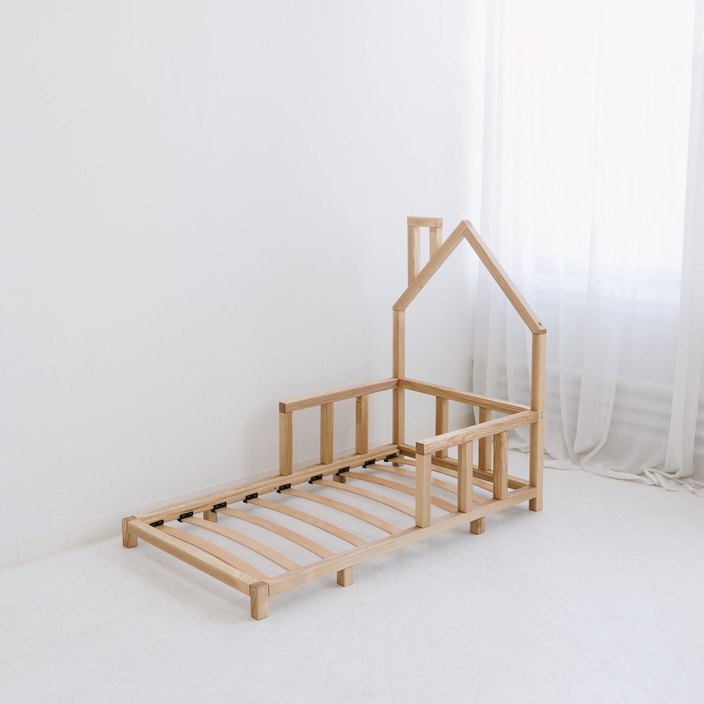 Montessori Floor Bed with Legs and Slats, Toddler House Bed Frame, Handmade furniture, Nursery decor, First Christmas Gift, Baby Wooden crib - Image 9