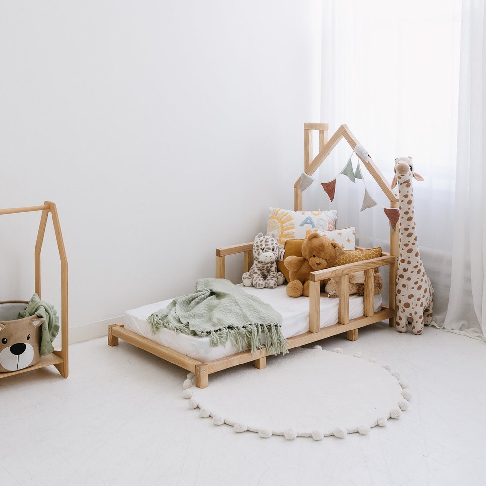 Montessori Floor Bed with Legs and Slats, Toddler House Bed Frame, Handmade furniture, Nursery decor, First Christmas Gift, Baby Wooden crib - Image 7