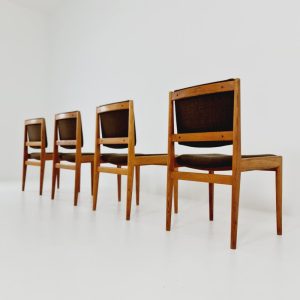Mid century Swedish Modern Oak dining chairs by Karl Erik Ekselius, 1960s, Set of 4