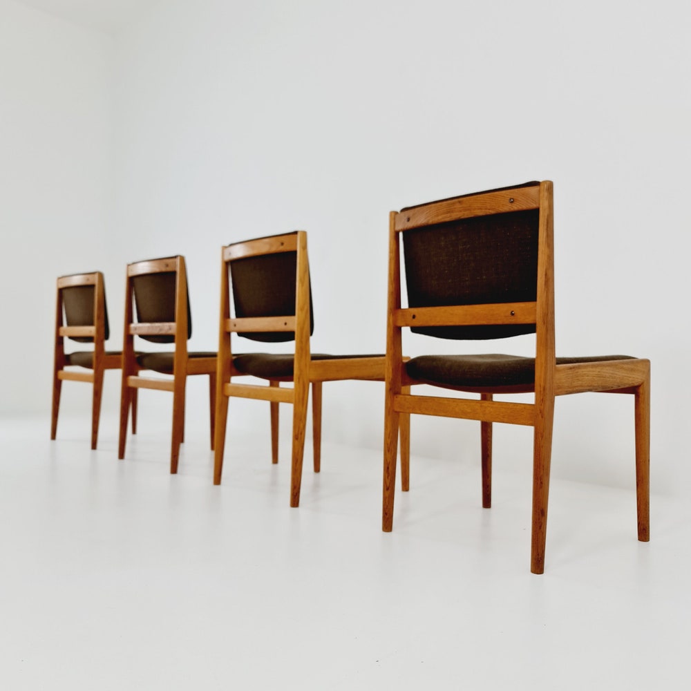 Mid century Swedish Modern Oak dining chairs by Karl Erik Ekselius, 1960s, Set of 4