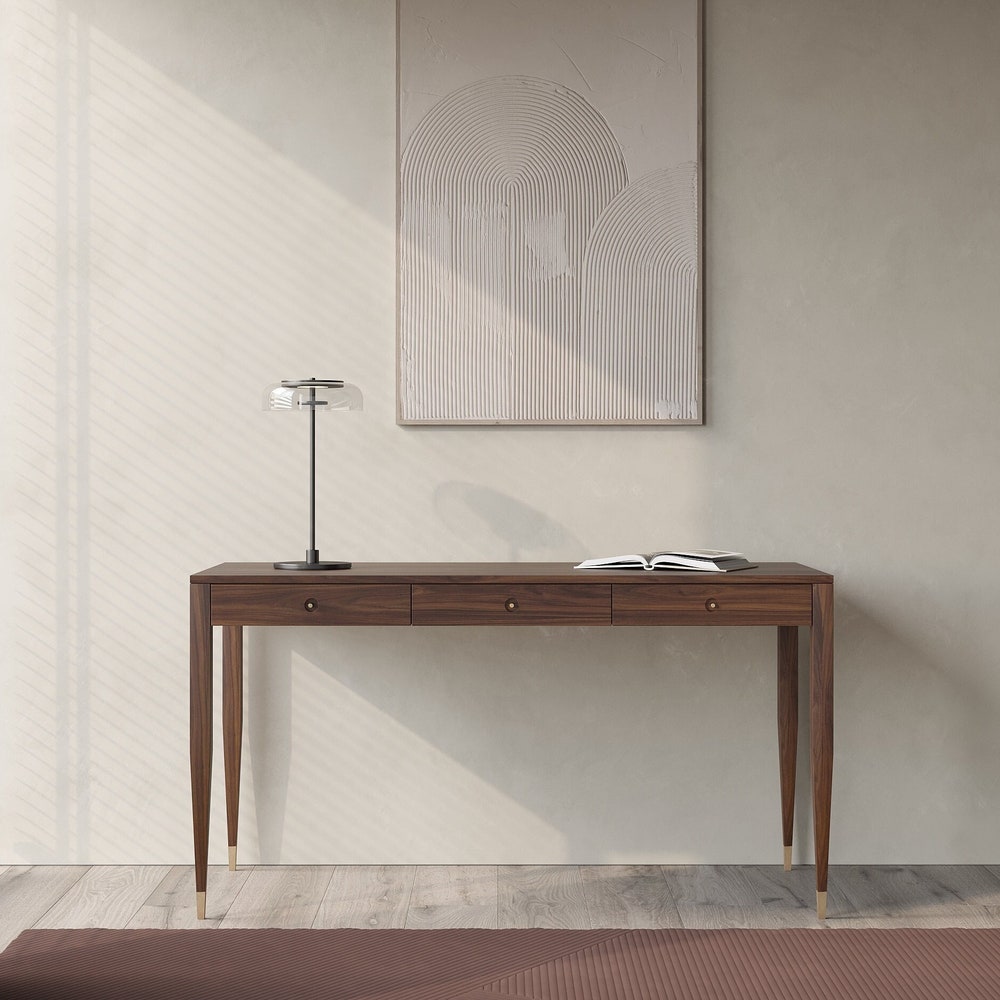 Walnut office desk with three solid walnut drawers, home office desk, mid century modern, writing desk, solid walnut desk, bureau,study desk - Image 4