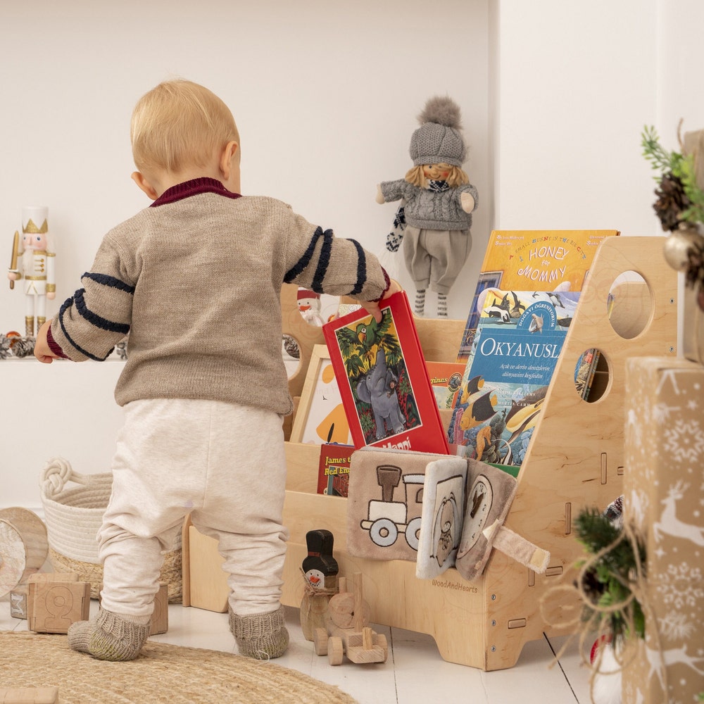Kids Bookshelf, Nursery shelf, Kids Bookstand, Montessori furniture, Toddler Bookcase, Kids Wooden Storage, Display Shelf - Image 5
