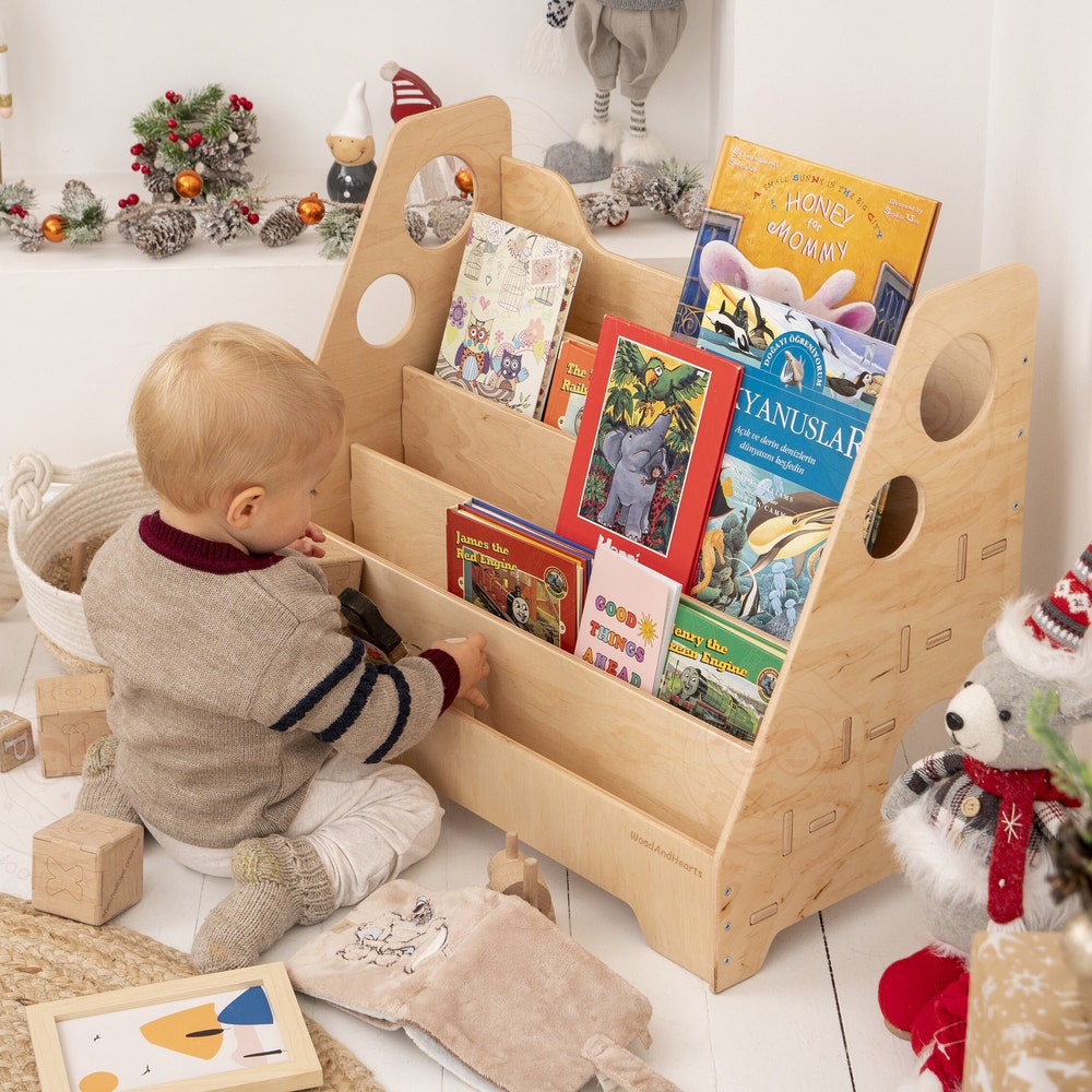 Kids Bookshelf, Nursery shelf, Kids Bookstand, Montessori furniture, Toddler Bookcase, Kids Wooden Storage, Display Shelf - Image 7