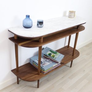il_1000x1000.5584619128_obyh-1.jpg Console table with shelves in solid American Oak or Walnut and marble top.