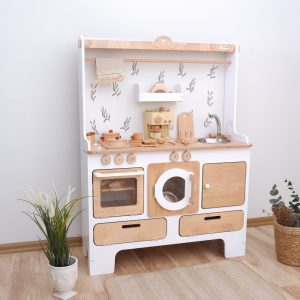 The biggest play kitchen for 10 year olds | Handmade Customizable Wooden Play Kitchen for 10 Year Old Kids | White and Pink