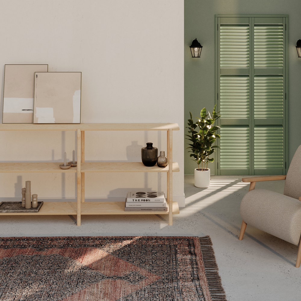 Wooden Shelving Unit - 65"-3 Shelf Rectangular End, Low Bookshelf, Vinyl Record Storage, Bookshelf, Minimalist Shelf, Sideboard - Image 9