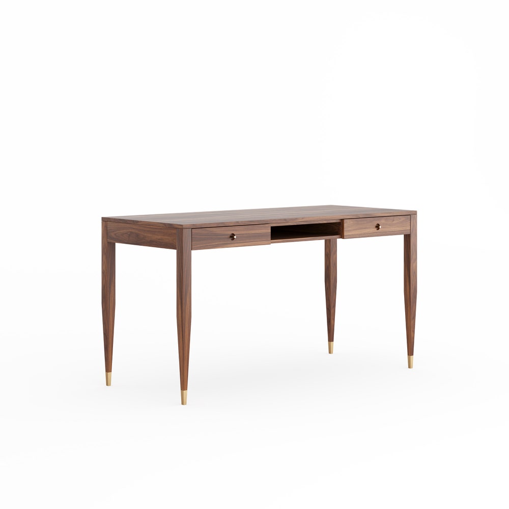 Walnut office desk with two solid walnut drawers and shelf, home office desk, mid century modern, writing desk, solid walnut desk, bureau - Image 3