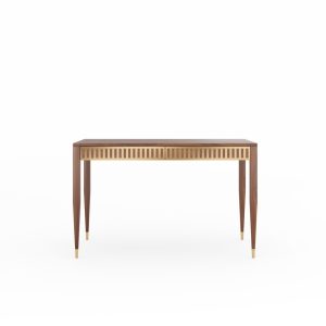 Walnut office desk with two solid walnut drawers with brass fronts, home office desk, modern, writing desk, solid walnut desk, table, bureau