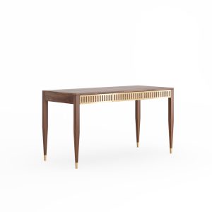 Walnut office desk with three solid walnut drawers with brass fronts, home office desk, modern, writing desk, solid walnut desk, study desk