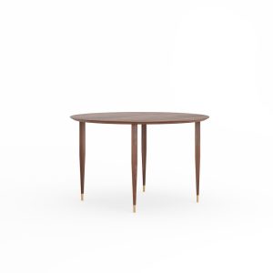 Round dining walnut table, kitchen table, mid century modern, large walnut table