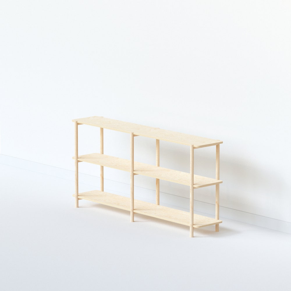 Wooden Shelving Unit - 65"-3 Shelf Rectangular End, Low Bookshelf, Vinyl Record Storage, Bookshelf, Minimalist Shelf, Sideboard - Image 7