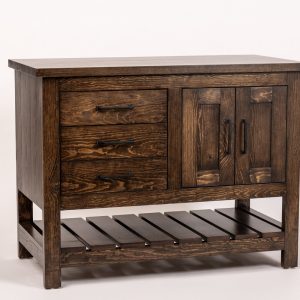 Custom made Single Sink Bathroom Vanity With Solid Wood Countertop, Farmhouse Design in Solid Pine Wood