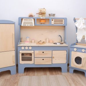 Handcarfted Wooden Play Kitchen with Hood, Microwave and Drawers | Customizable | for Play Area Pretend Play Toys