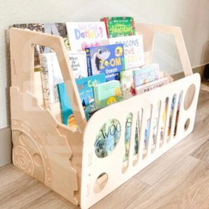 Toddler Car Bookshelf Montessori Bookshelf Toddler Bookcase Montessori Wooden Furniture Nursery Gift Playroom Decor Car Shelf AARON