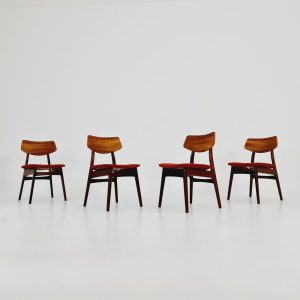 Vintage Danish solid teak dining butterfly Chairs 1960s, Set of 4