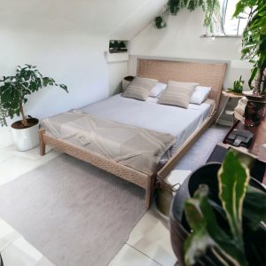 Handmade Bed Frame for Bedroom Decor - Artisanal Beaver Bed Frame Gift for Him - Custom Wooden Full Bed Frame - Handmade Furniture