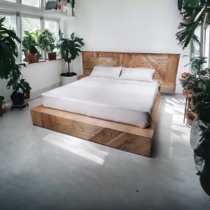 Mid Century Modern Bed Frames - Platform Bed Reclaimed Furniture for Farmhouse Decor - Handmade Furniture Bed Frame King Gift for Couple